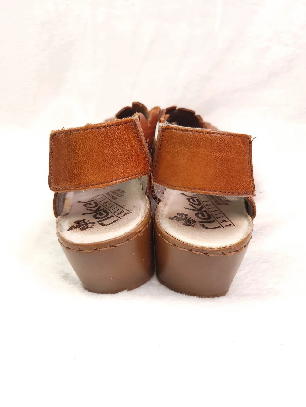 Rieker Antistress Perforated Leather Slingback Shoes Brown EU 40 US 8.5